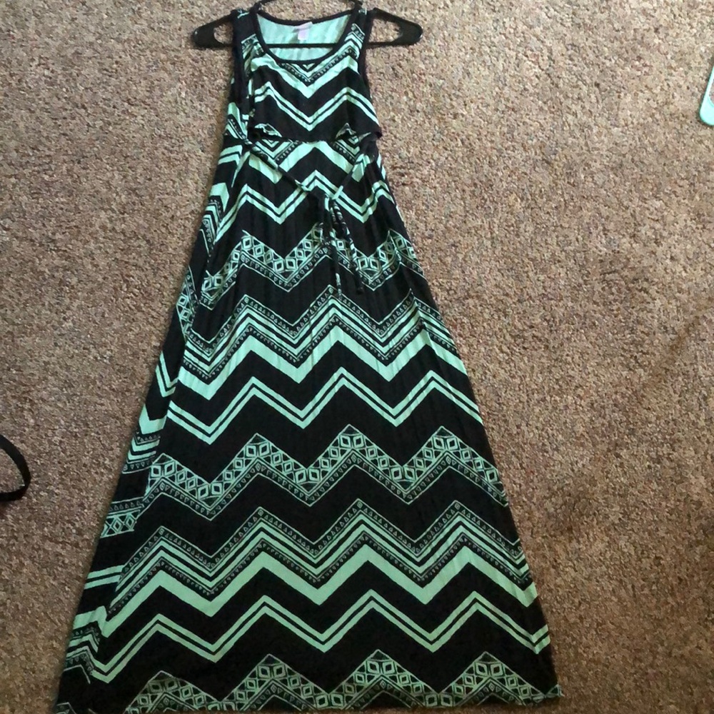 Teal and Boack chevron/aztec pattern dress